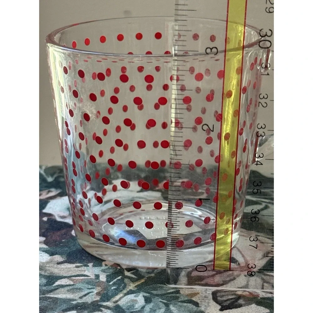 IKEA Red Polka Dot Glass Coffee Mugs 18314 Made in France Vintage Set of 4 NOS